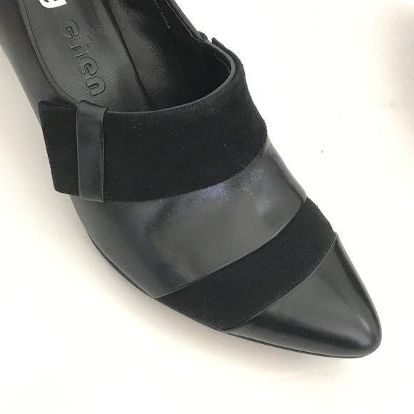 JOY CHEN Leather Heels Pointed Toe Black Leather Pumps Women’s Size 9 - Picture 2 of 16